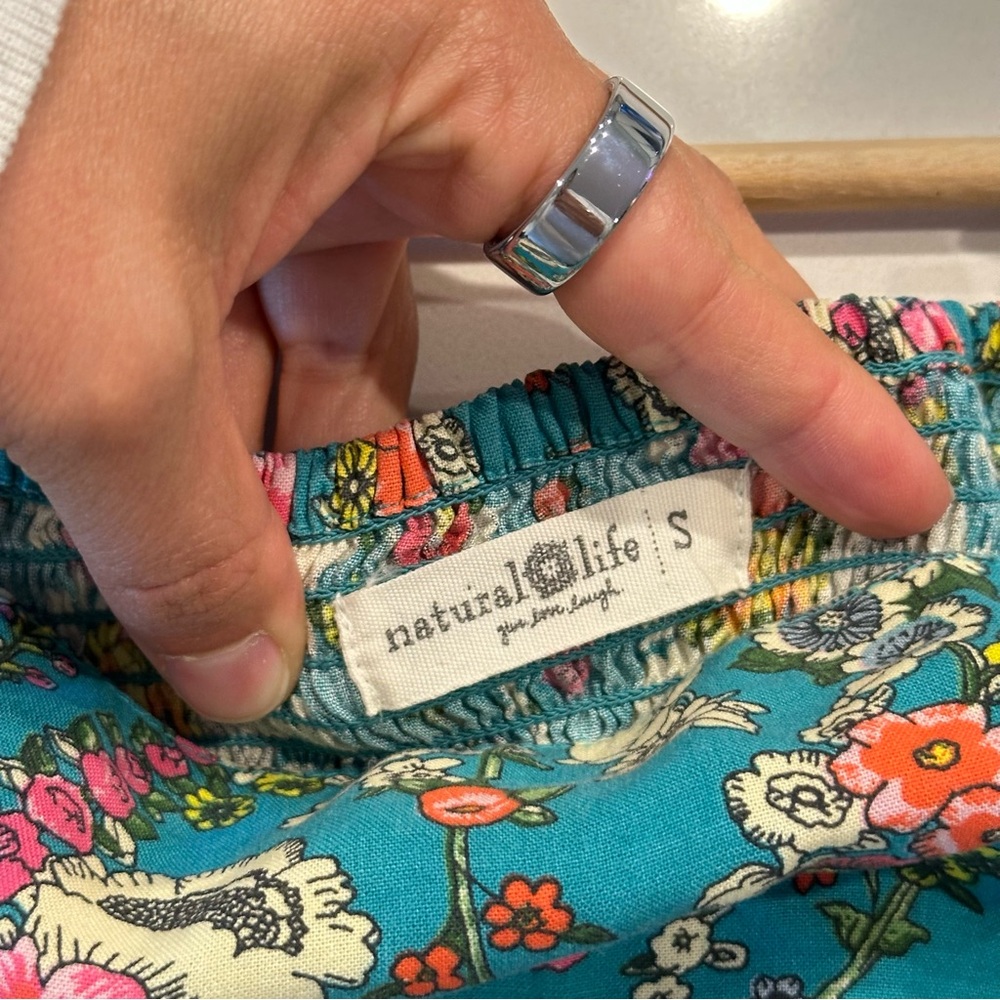 NATURAL LIFE Teal‎ Floral Bailey Mini Dress Size Small - Picture 6 of 7